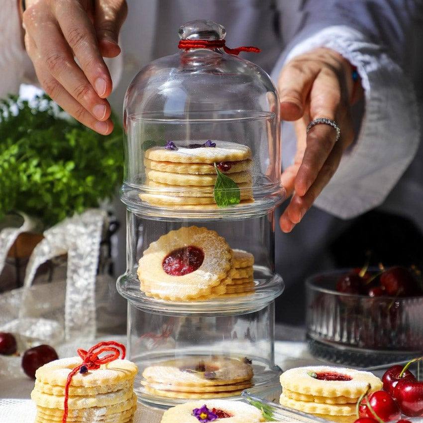 Pasabahce Villa Patisserie Service Glass Bowl Set with Dome