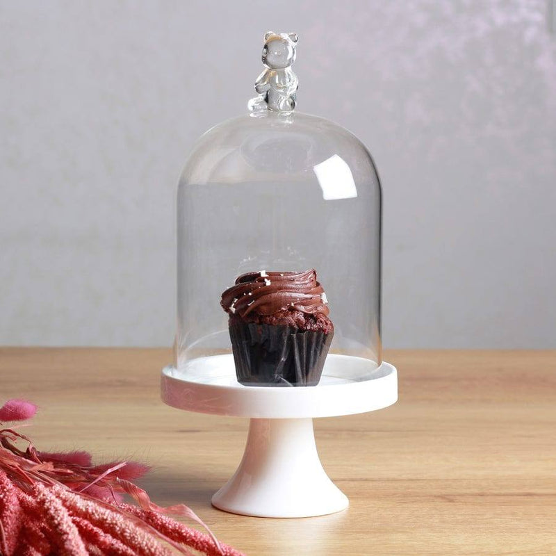 Philosophy Home Glass Dome with Porcelain Base - Bear
