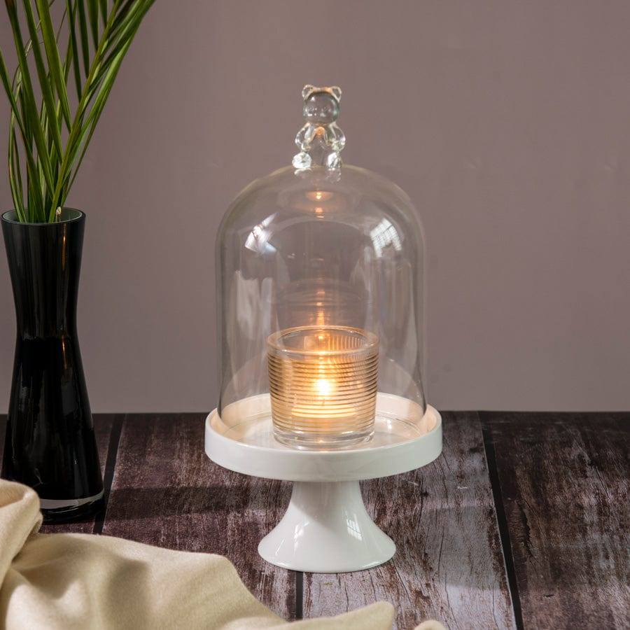 Philosophy Home Glass Dome with Porcelain Base - Bear