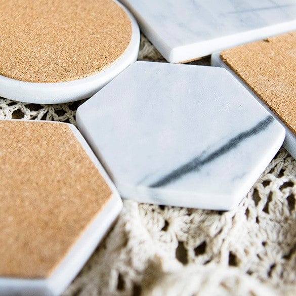 Philosophy Home Hexagon Marble Coasters, Set of 2