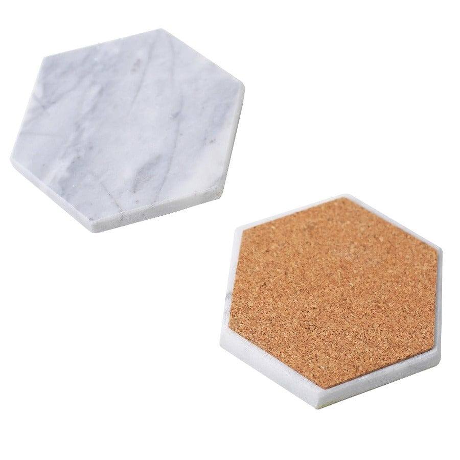 Philosophy Home Hexagon Marble Coasters, Set of 2