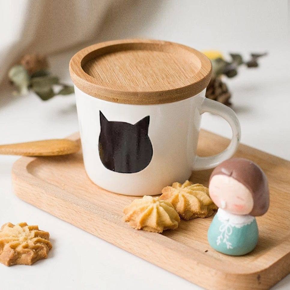 Philosophy Home Porcelain Short Cup With Decal and Lid - Cat