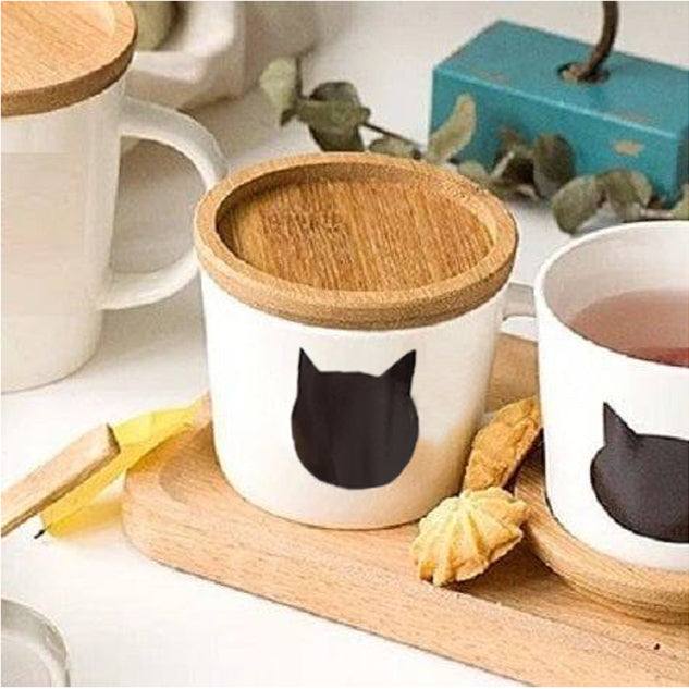 Philosophy Home Porcelain Short Cup With Decal and Lid - Cat