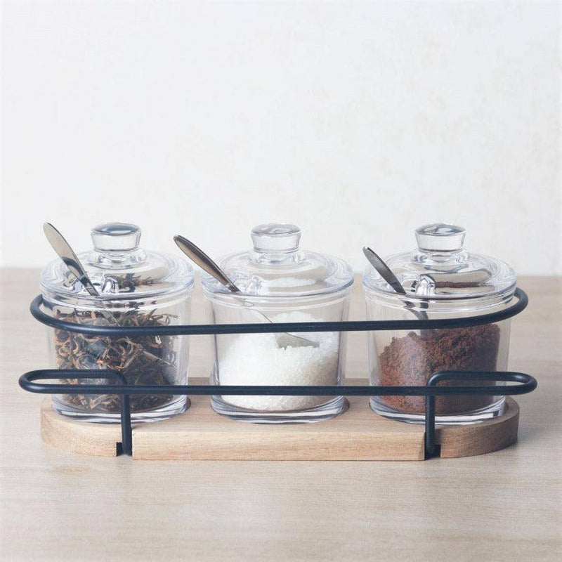 CONDIMENT JAR TRIO with BAMBOO LIDS and WHITE LABELS (with spoons and – Our  Happyhome Designs