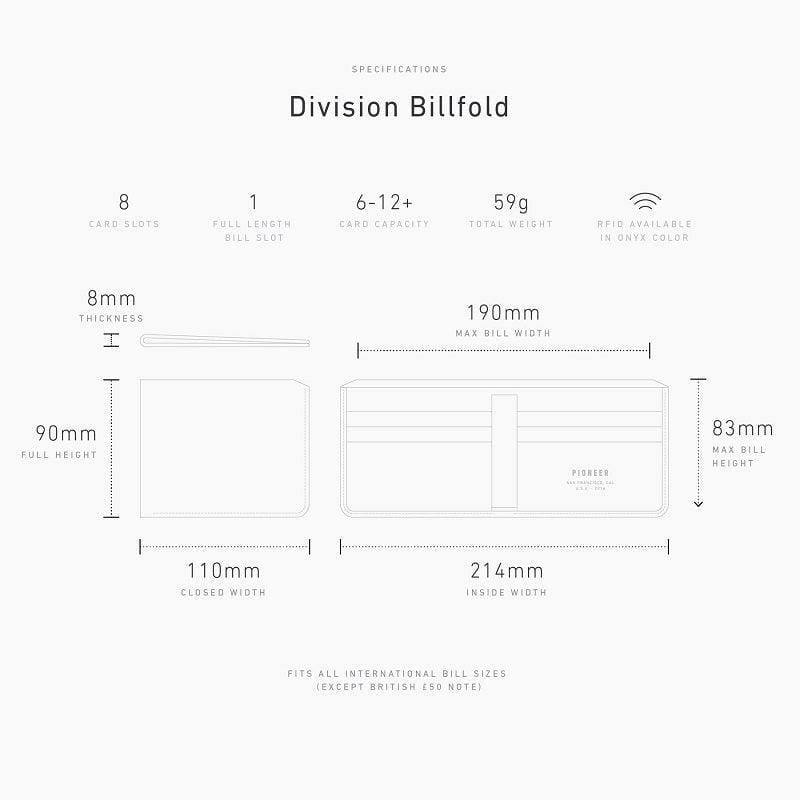 Pioneer Division Billfold Wallet - Onyx RFID