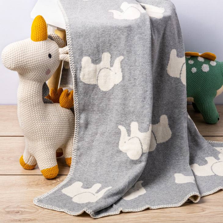 Pomme Knitted Baby Blanket - Elephant