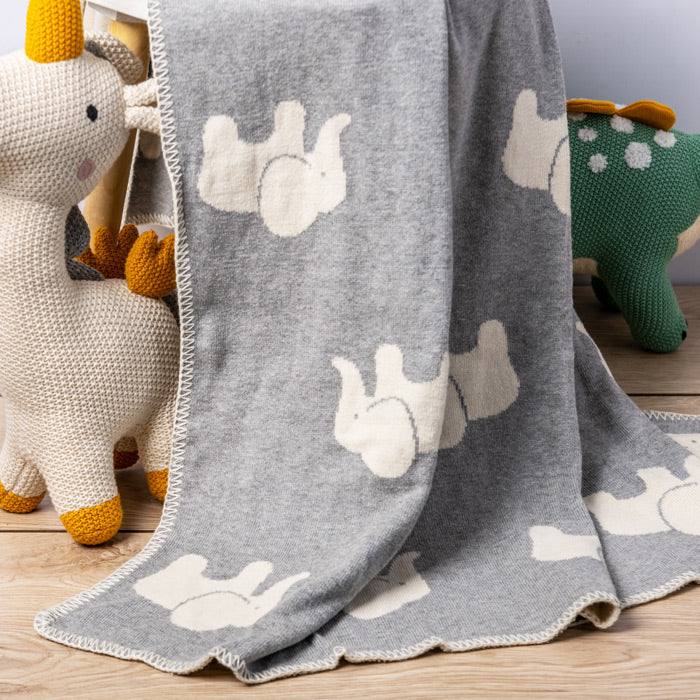 Pomme Knitted Baby Blanket - Elephant