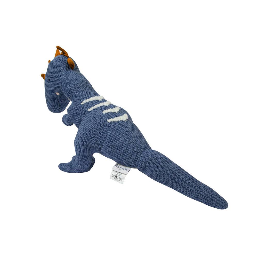 Pomme Knitted Soft Toy - Blue Dinosaur