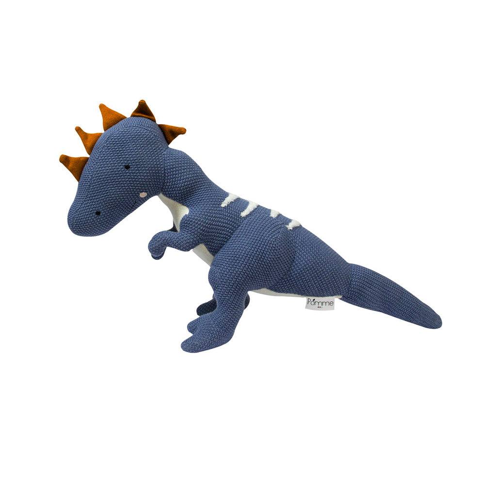 Pomme Knitted Soft Toy - Blue Dinosaur