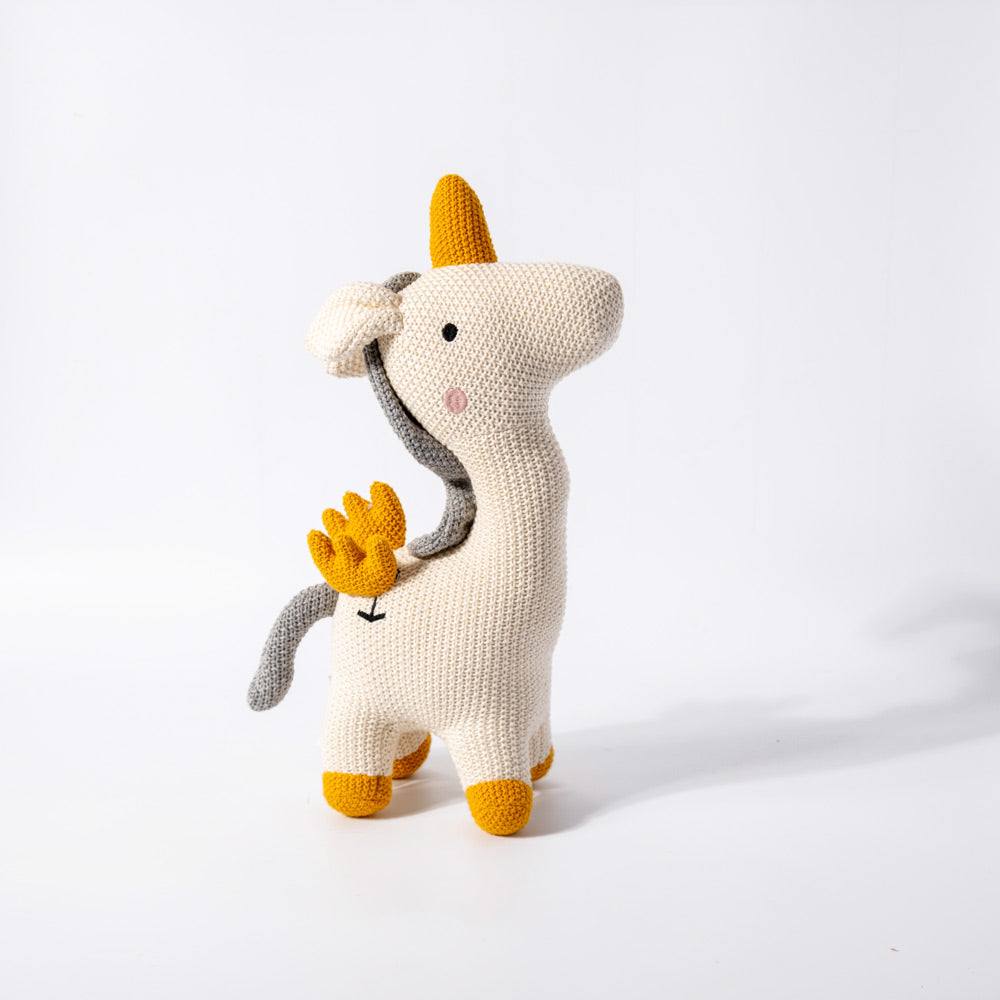 Pomme Knitted Soft Toy - Cream Unicorn