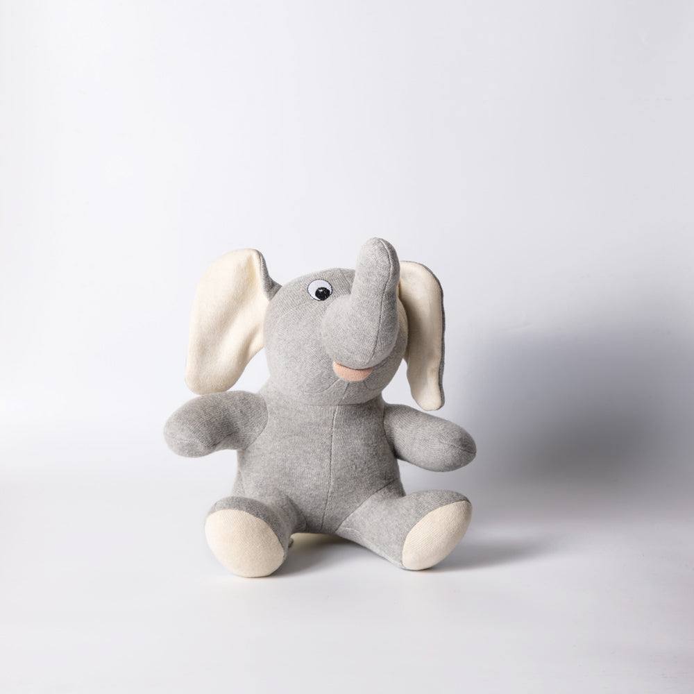 Pomme Knitted Soft Toy - Grey Baby Elephant