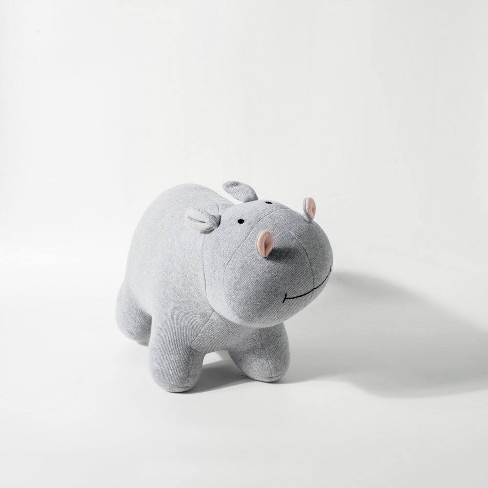 Pomme Knitted Soft Toy - Grey Hippo