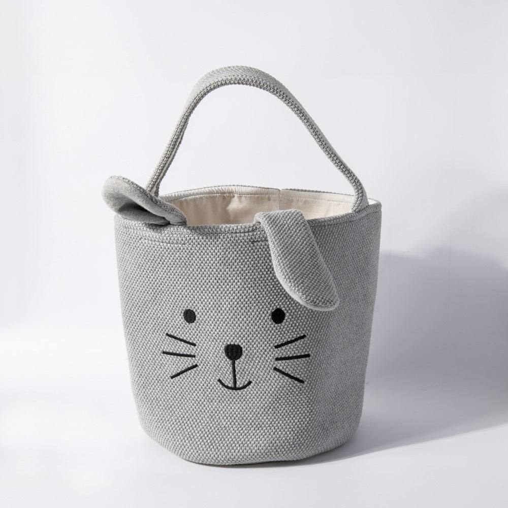 Pomme Knitted Storage Basket - Grey Bunny