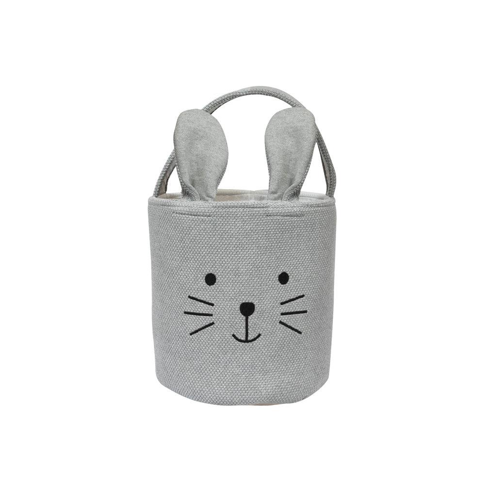 Pomme Knitted Storage Basket - Grey Bunny