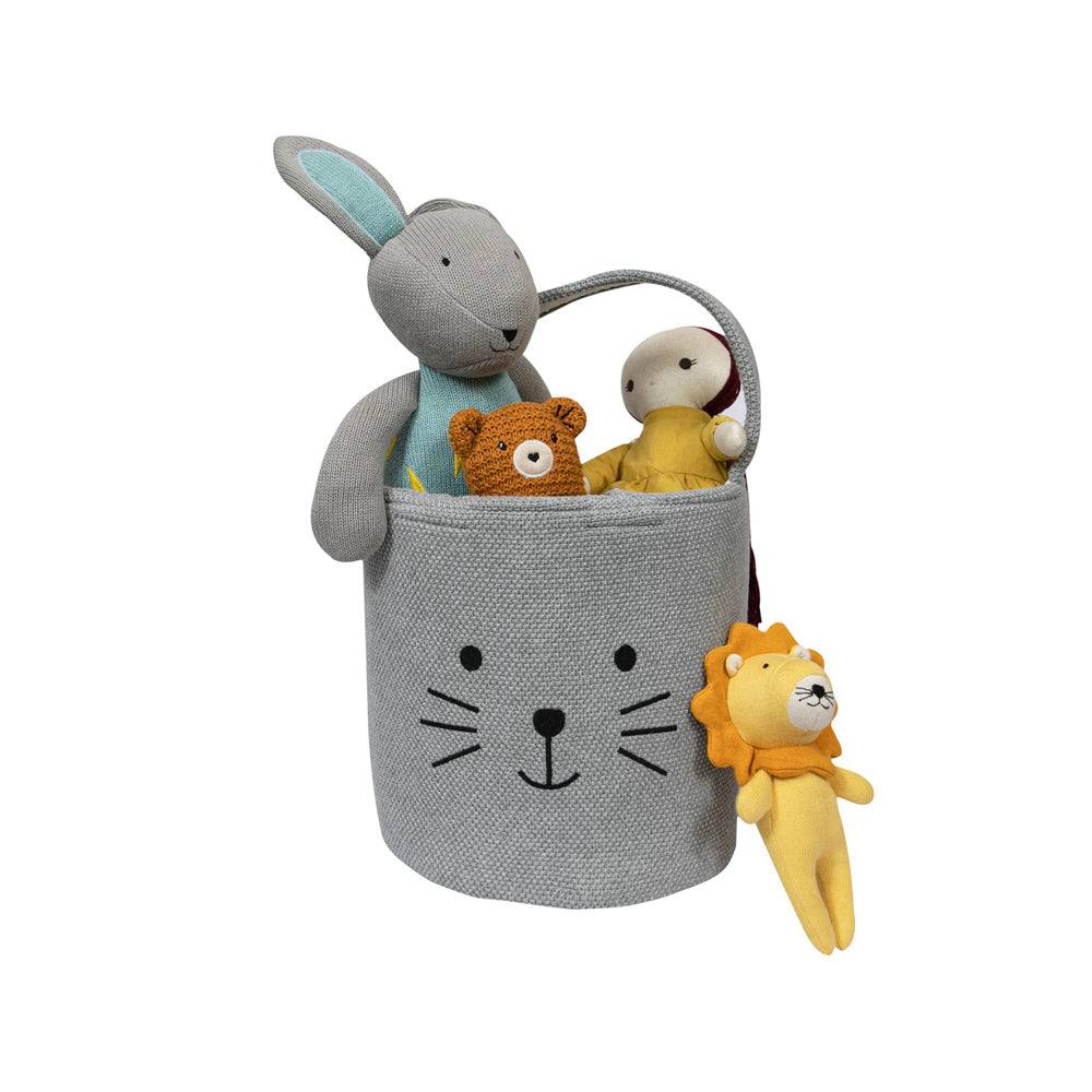 Pomme Knitted Storage Basket - Grey Bunny