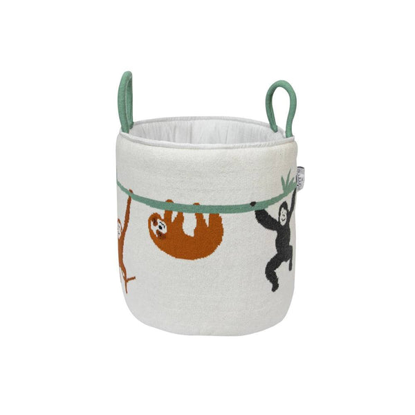 Pomme Knitted Storage Basket - Monkey Safari