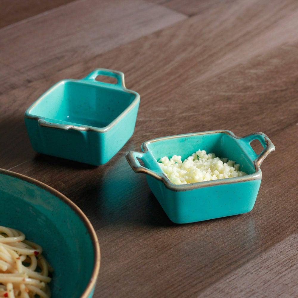 Porland Turkey Grazia Seasons Square Mini Bowls, Set of 2 - Turquoise