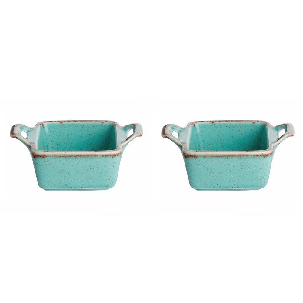 Porland Turkey Grazia Seasons Square Mini Bowls, Set of 2 - Turquoise