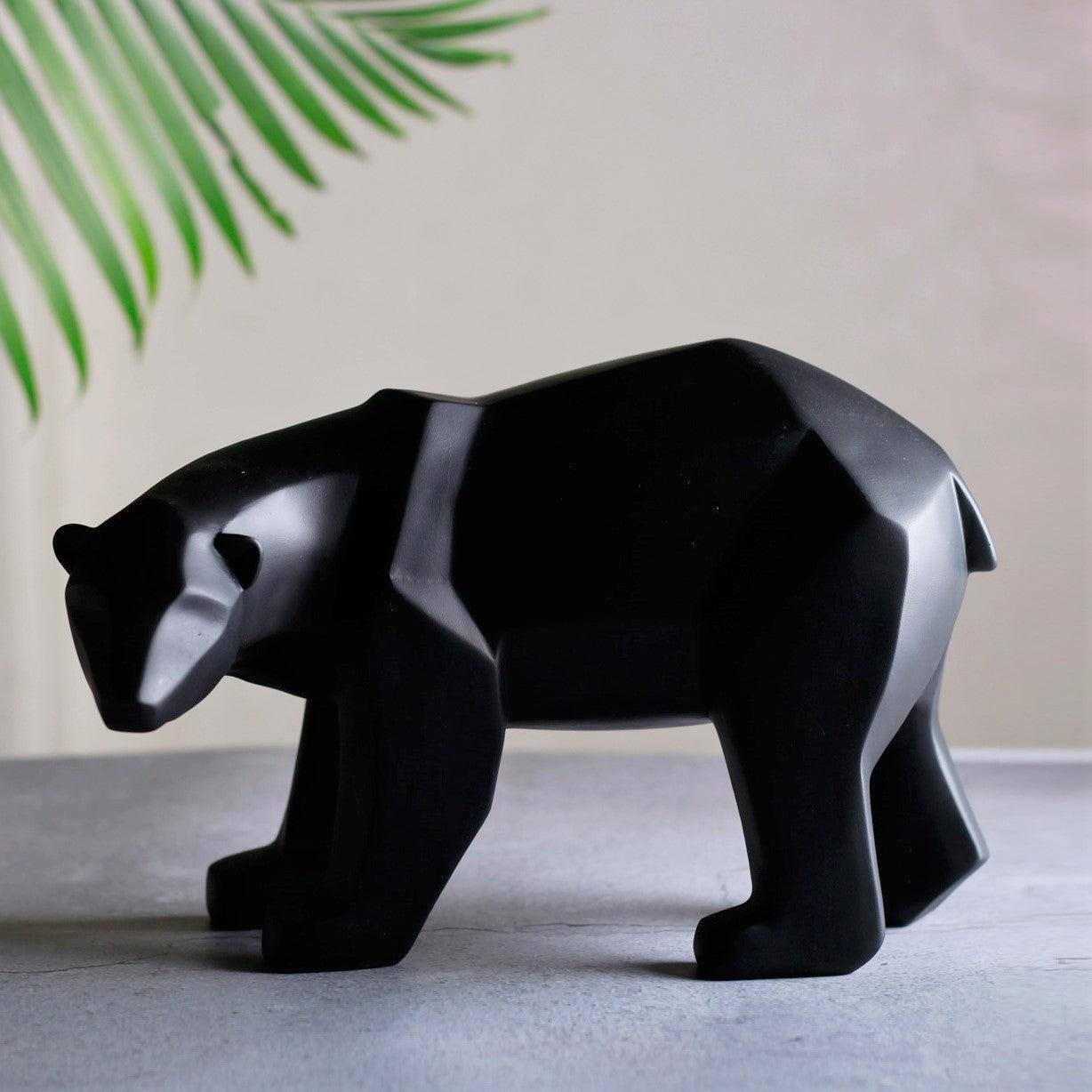 Present Time Bear Faceted Sculpture Large - Black