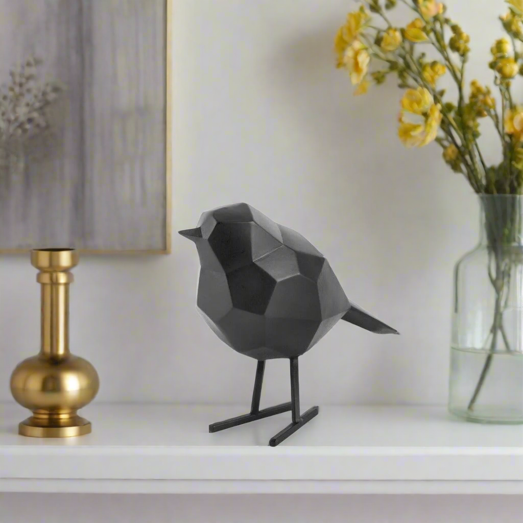 Bird Faceted Sculpture Small - Black