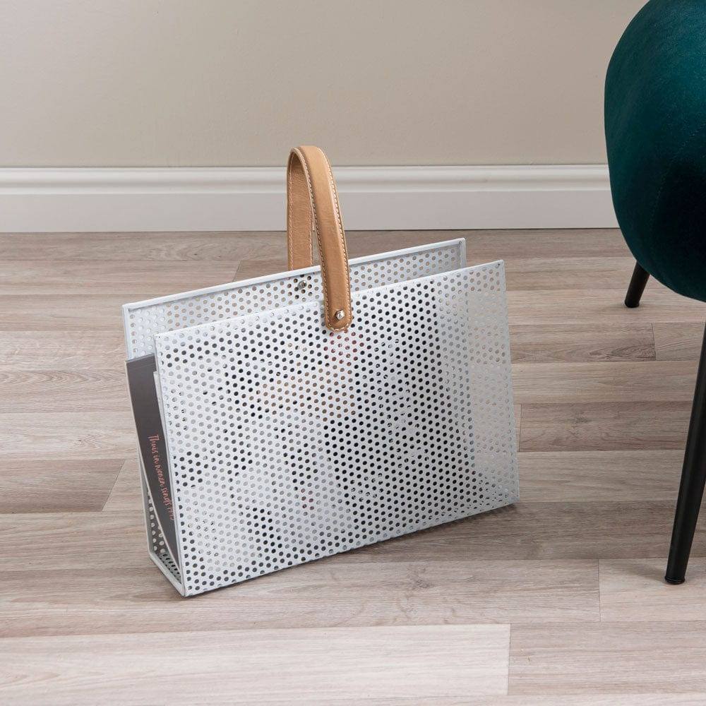 Present Time Mesh Magazine Rack - Warm Grey