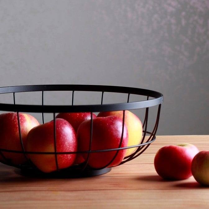 Present Time Open Grid Fruit Basket - Black