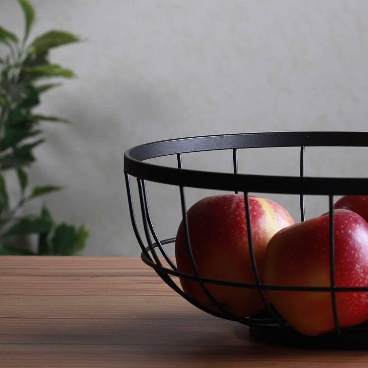 Present Time Open Grid Fruit Basket - Black