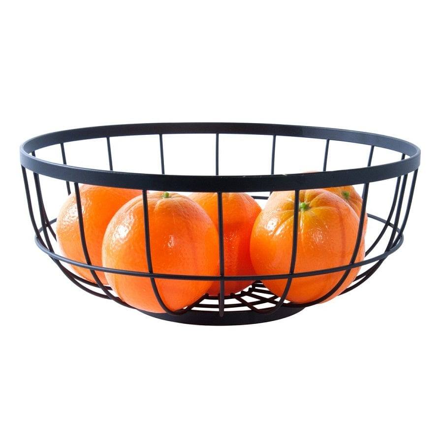 Present Time Open Grid Fruit Basket - Black