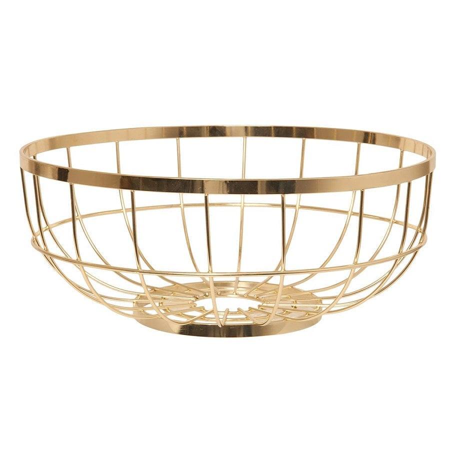 Present Time Open Grid Fruit Basket - Gold