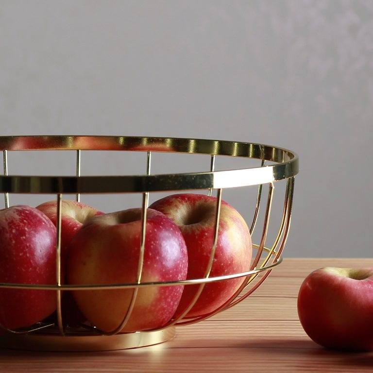 Present Time Open Grid Fruit Basket - Gold