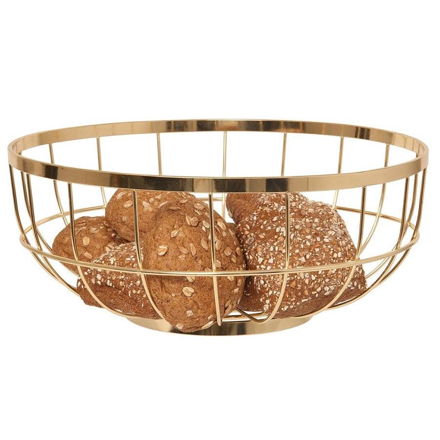 Present Time Open Grid Fruit Basket - Gold