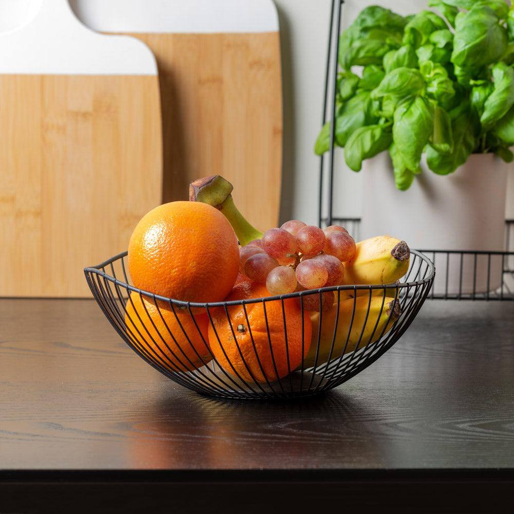 Present Time Wave Fruit Basket Small - Matte Black