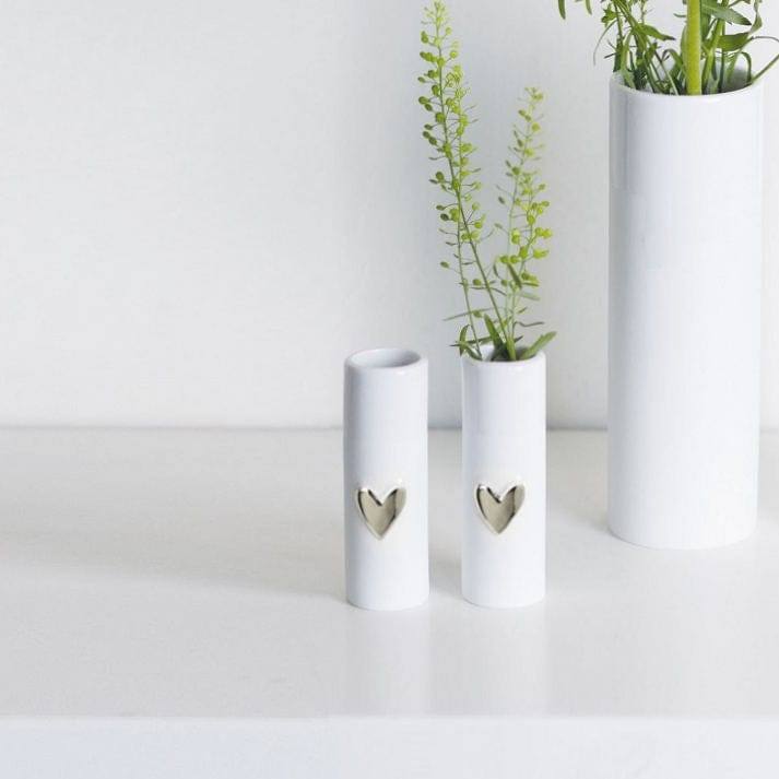 Rader Germany Heart Mini Vases, Set of 2 - Silver