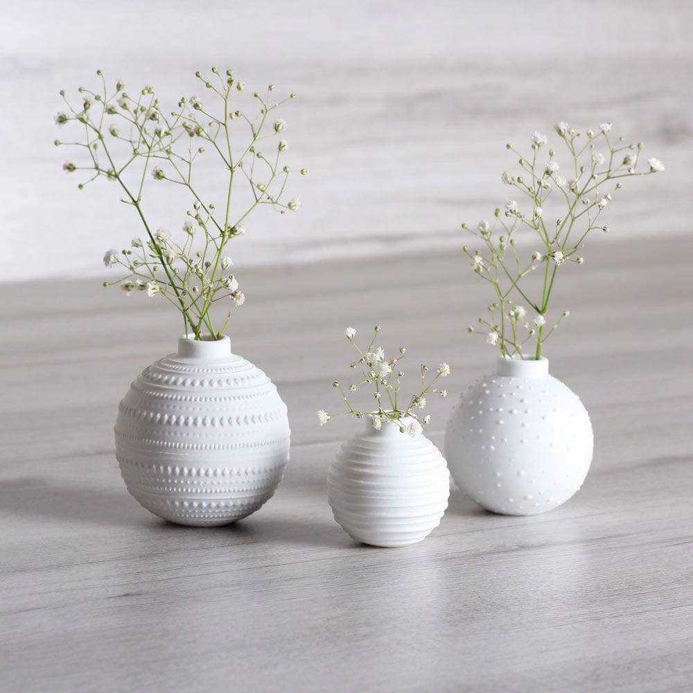 Rader Germany Miracle Ball Mini Vases, Set of 3 - White