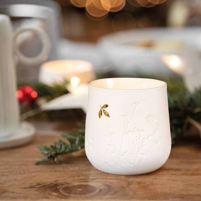 Rader Germany Porcelain Tealight Holder - Golden Leaf