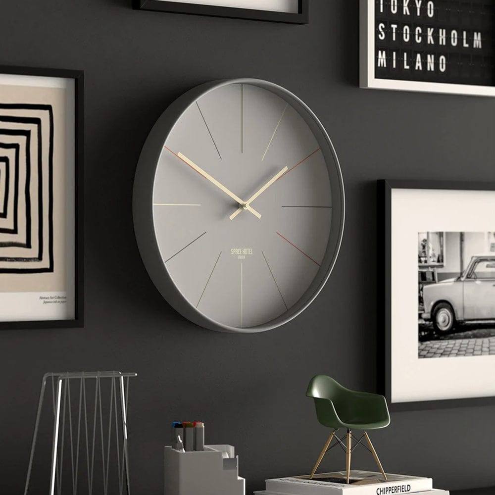 Space Hotel District 12 Wall Clock 40cm - Pale Grey