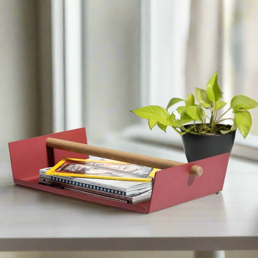 Cora Magazine Tray - Brick Red