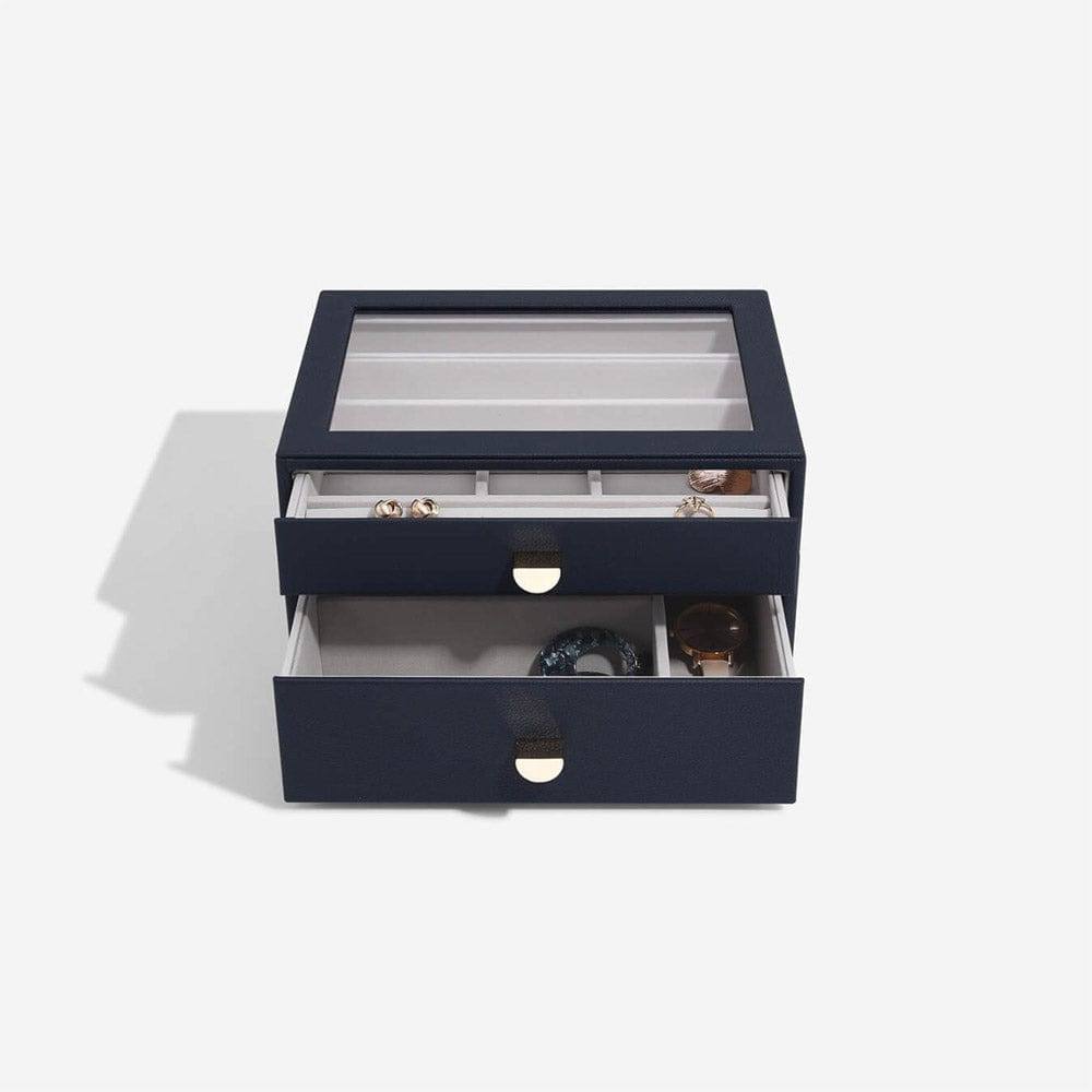 Stackers London Jewellery Box Double Drawers Medium - Navy Blue