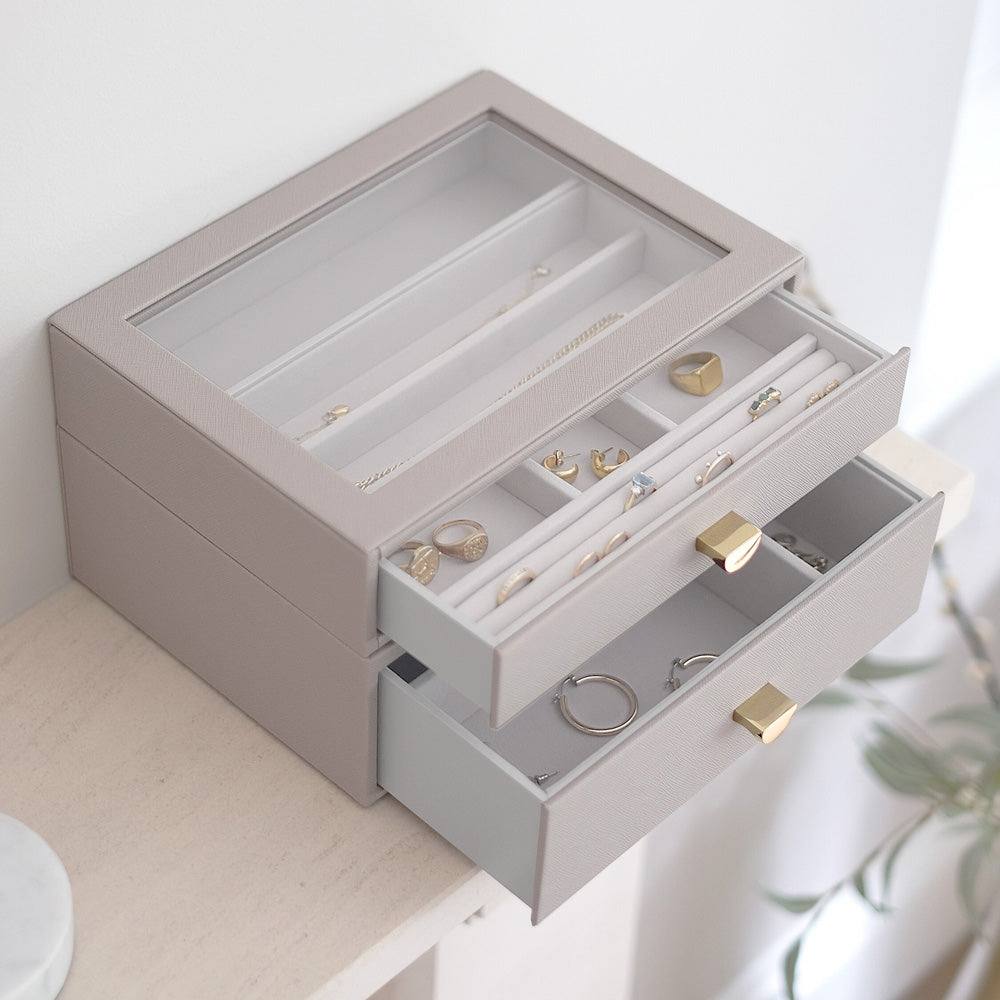 Stackers London Jewellery Box Double Drawers Medium - Taupe