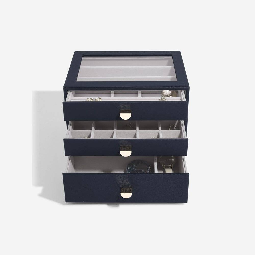 Stackers London Jewellery Box Triple Drawers Medium - Pebble Navy