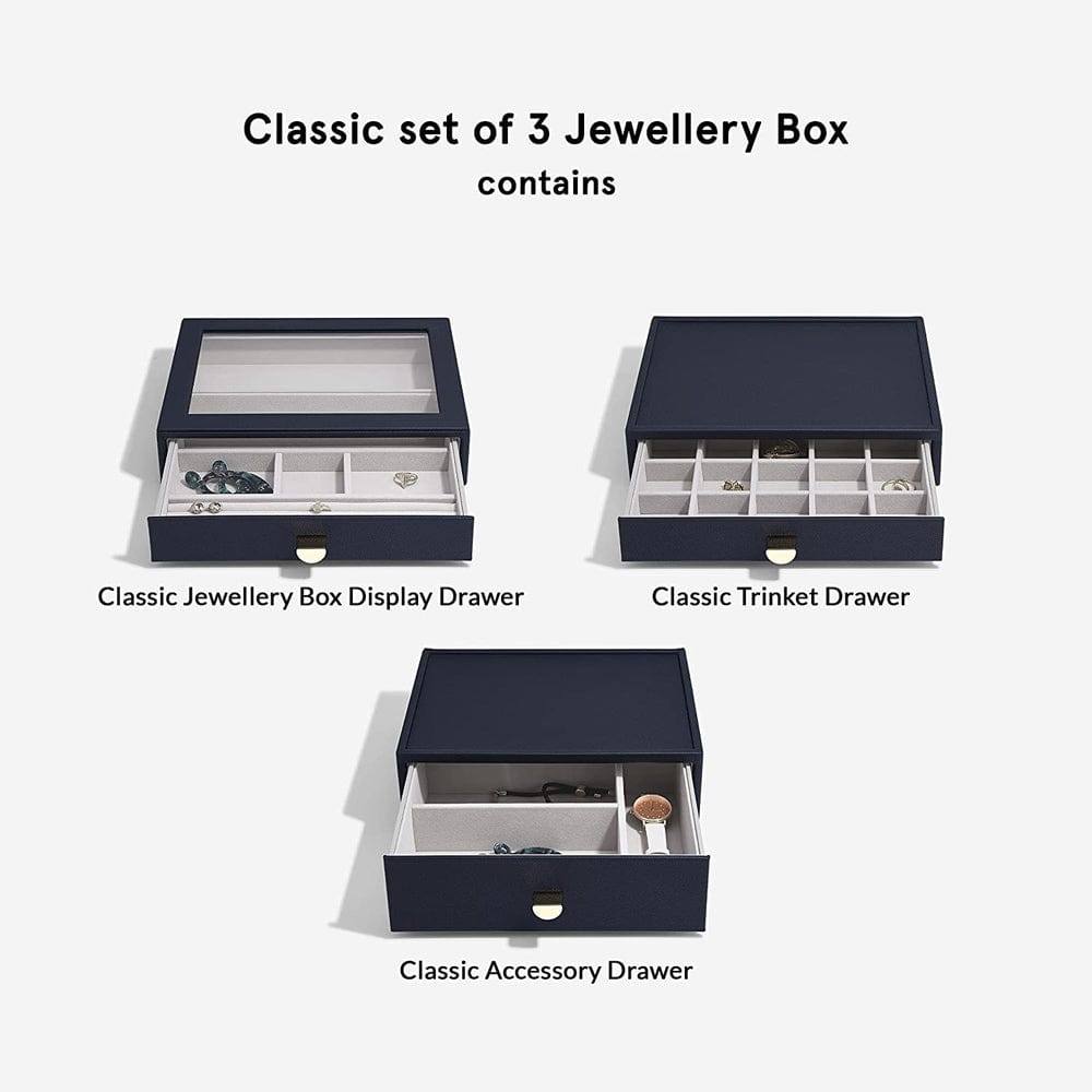 Stackers London Jewellery Box Triple Drawers Medium - Pebble Navy