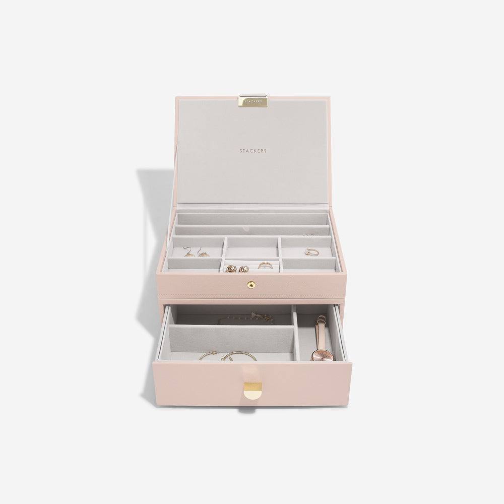Stackers London Jewellery Box with Deep Drawer Medium - Blush Pink