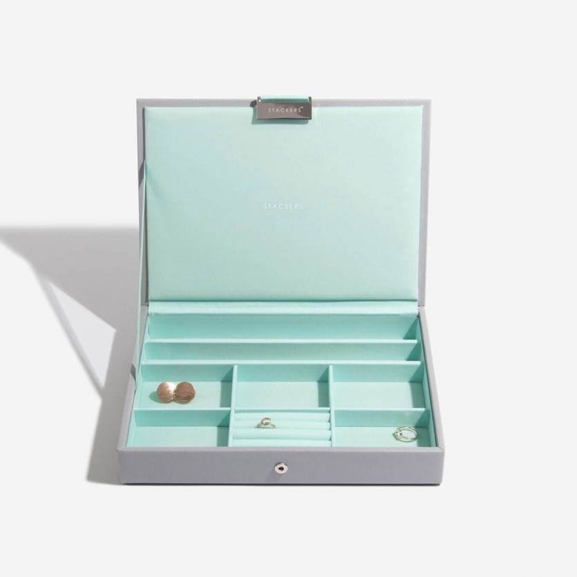 Stackers London Jewellery Box with Lid Medium - Grey Mint