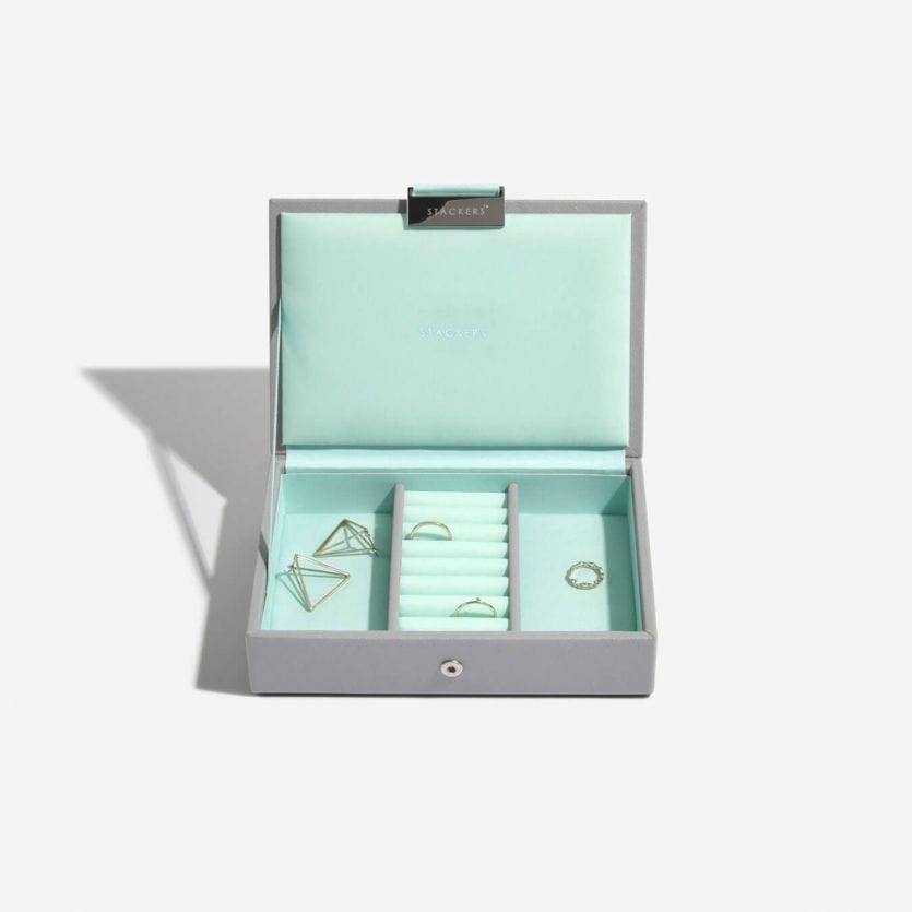 Stackers London Jewellery Box with Lid Small - Grey Mint