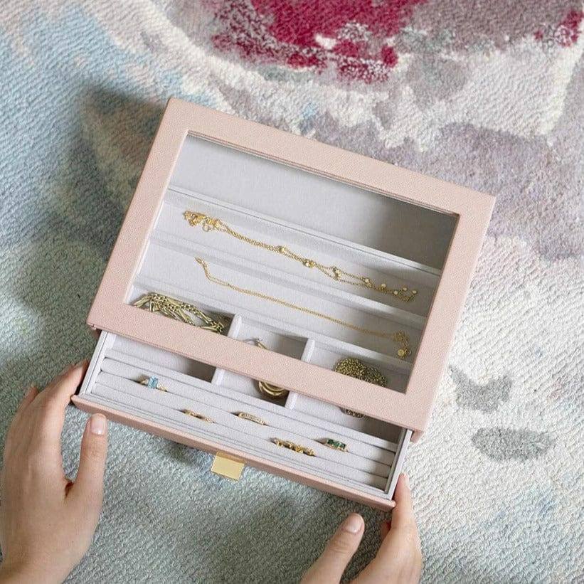 Stackers London Jewellery Storage Drawer with Glass Lid Medium - Blush Pink