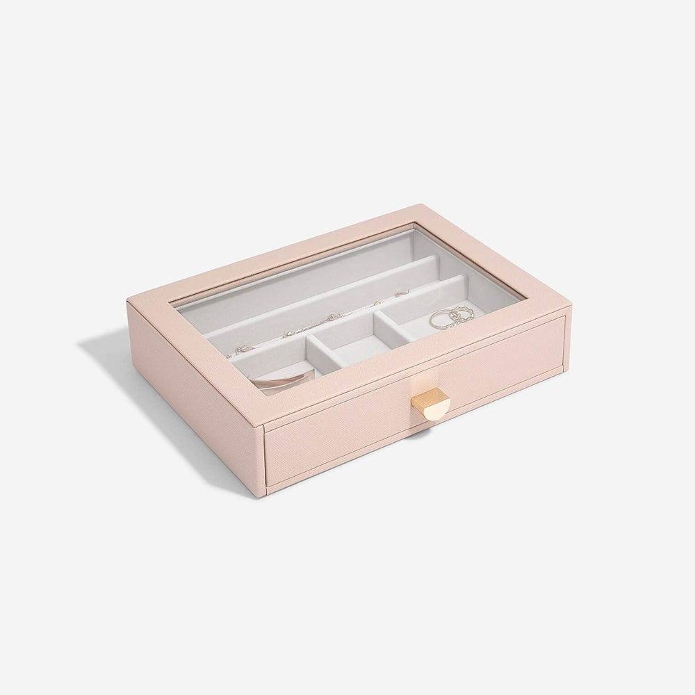 Stackers London Jewellery Storage Drawer with Glass Lid Medium - Blush Pink