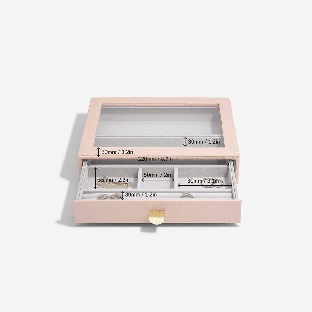 Stackers London Jewellery Storage Drawer with Glass Lid Medium - Blush Pink