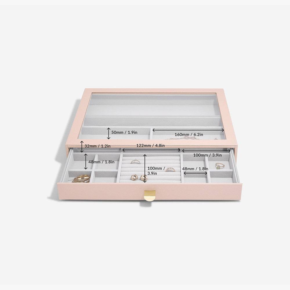 Stackers London Jewellery Storage Drawer with Glass Window Large - Blush Pink