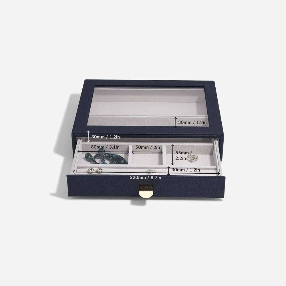 Stackers London Jewellery Storage Drawer With Glass Window - Pebble Navy