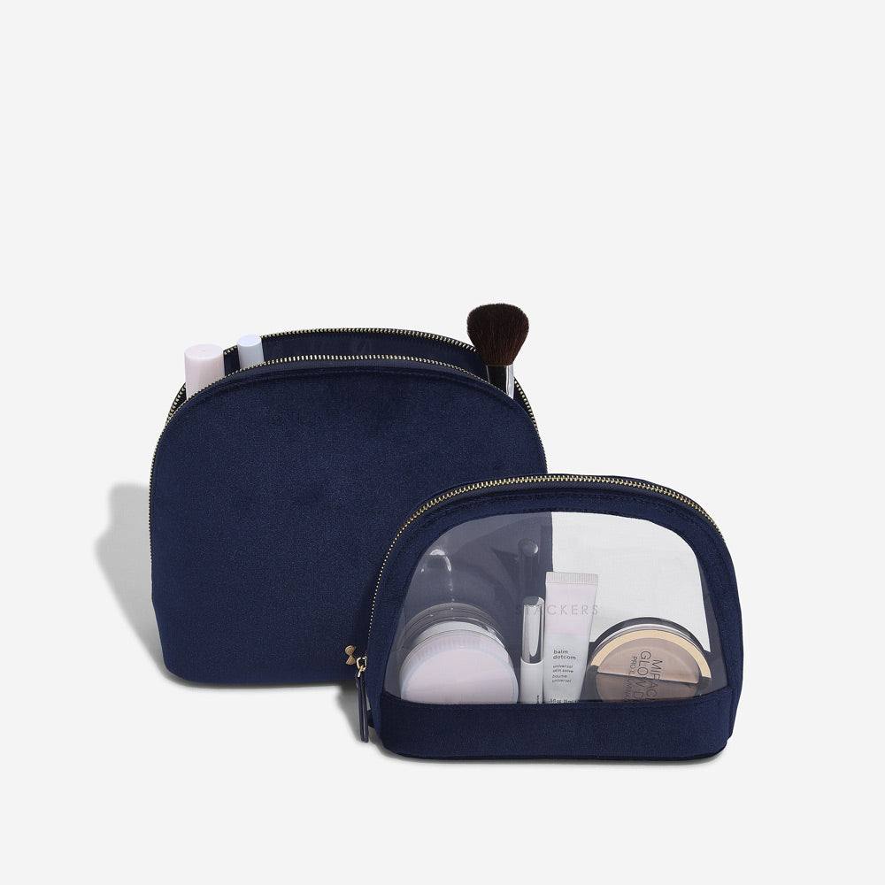 Stackers London Nested Cosmetic Bags, Set of 2 - Navy Velvet